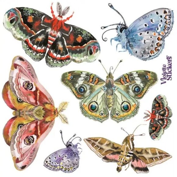 3 for $10 - Violette‎ Stickers - Night Moths - 1 Sticker Sheet for Stationary - Picture 1 of 1